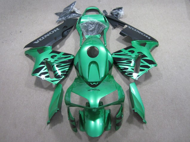 2003-2004 Honda CBR600RR Motorcycle Fairings - Green Black Flame Canada