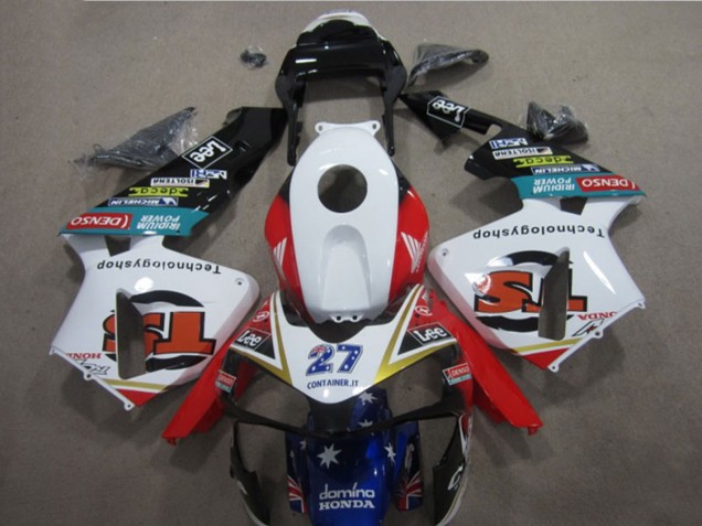 2005-2006 Honda CBR600RR Motorcycle Fairings - White Red Blue Glossy Black Star Lee 27 Canada