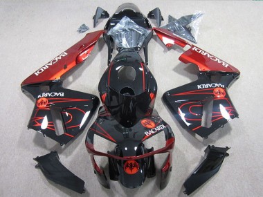 2005-2006 Honda CBR600RR Motorcycle Fairings - Glossy Black Red BACARDI Canada