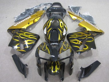 2005-2006 Honda CBR600RR Motorcycle Fairings - Glossy Black Yellow Flame Canada