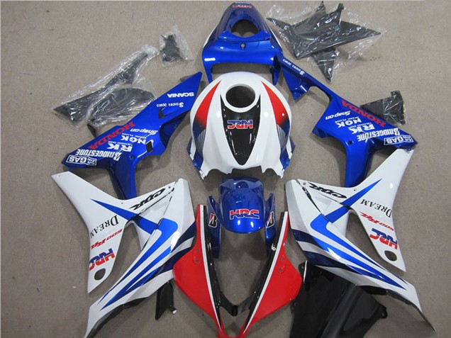 2007-2008 Honda CBR600RR Bike Fairings - White Red Blue HRC Canada
