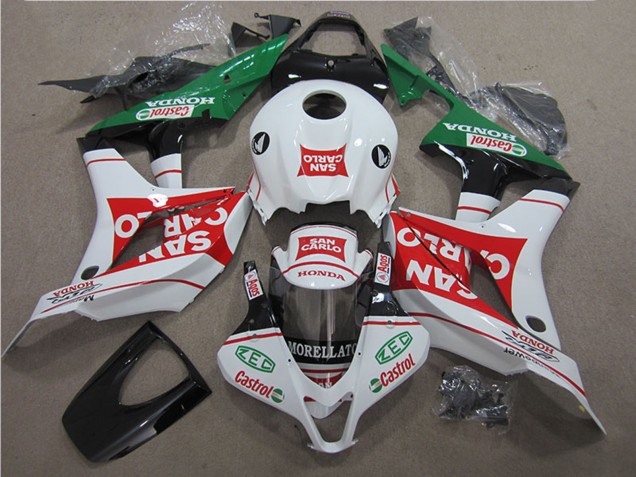 2007-2008 Honda CBR600RR Motorcycle Fairing - White Red Green San Carlo Canada