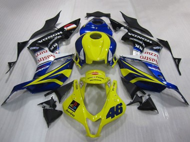 2007-2008 Honda CBR600RR Motorcycle Fairing - Yellow Blue White Glossy Black Nastro Azzurro Canada