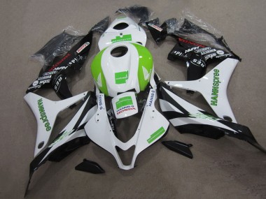 2007-2008 Honda CBR600RR Motorcycle Fairing Kits - White Green Glossy Black Hannspree Canada