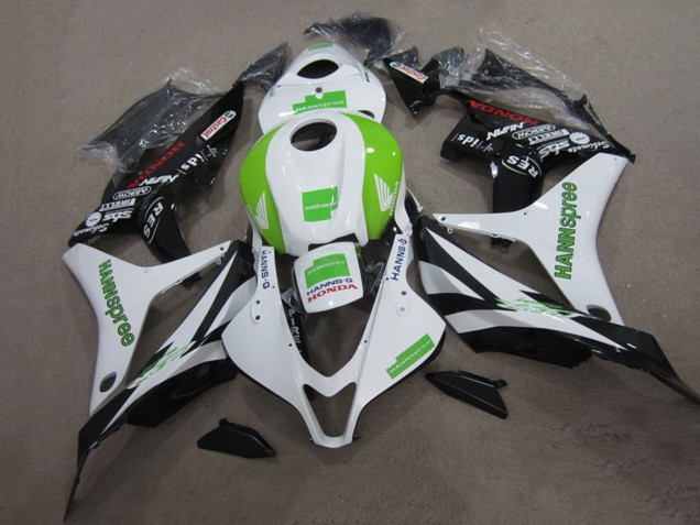 2007-2008 Honda CBR600RR Motorcycle Fairing Kits - White Green Glossy Black Hannspree Canada