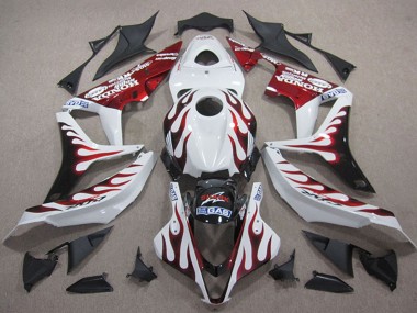 2007-2008 Honda CBR600RR Motorcycle Fairings - White Red Glossy Black Flame Canada