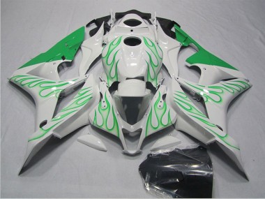 2007-2008 Honda CBR600RR Motorcycle Fairings - White Green Flame Canada
