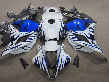 2009-2012 Honda CBR600RR Motorcycle Fairings - White Blue Flame Canada