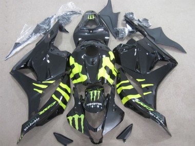 2009-2012 Honda CBR600RR Motorcycle Fairings - Glossy Black Yellow Monster Canada