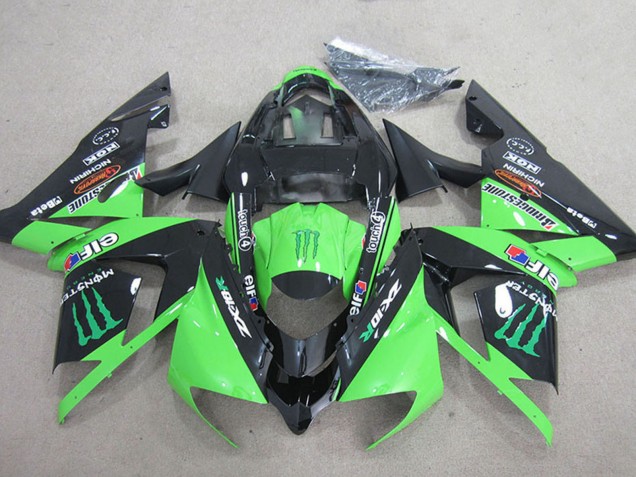 2004-2005 Kawasaki ZX10R Motorcycle Fairings - Black Green Monster Canada