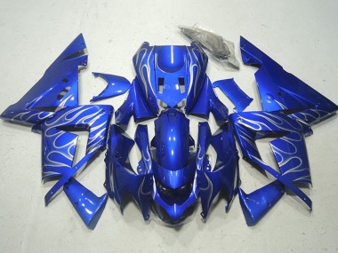2004-2005 Kawasaki ZX10R Motorcycle Fairings - Blue White Flame Canada