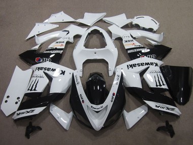2006-2007 Kawasaki ZX10R Motorcycle Fairings - White Glossy Black Elf Touch4 Monster Energy Canada