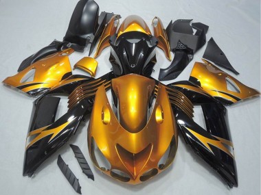 2006-2011 Kawasaki ZX14R ZZR1400 Motorcycle Fairing - Gold Glossy Black Canada