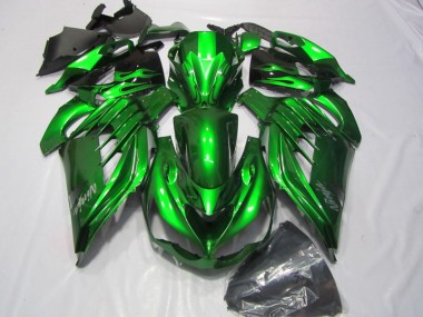 2012-2024 Kawasaki ZX14R ZZR1400 Motorcycle Fairings - Green Glossy Black Silver Ninja Canada