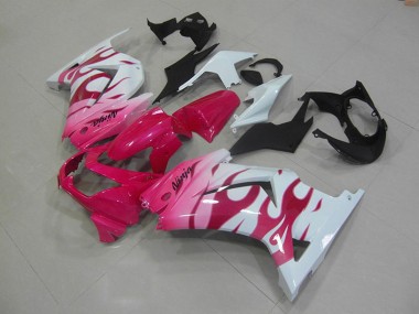 2008-2012 Kawasaki ZX250R Motorcycle Fairings - White Pink Flame Canada