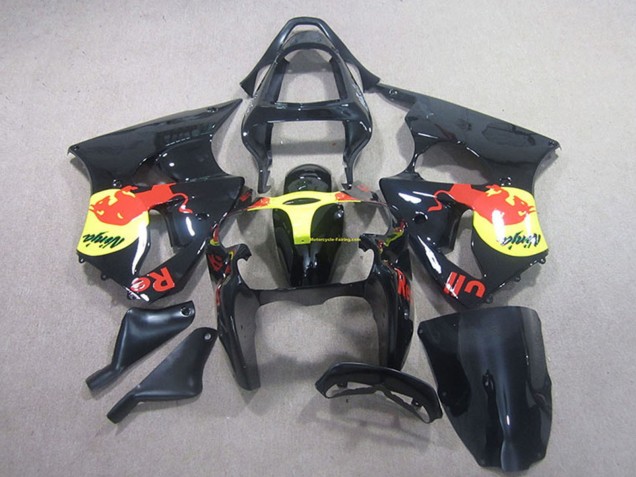 2000-2002 Kawasaki ZX6R Motorcycle Fairing - Glossy Black Yellow Red Bull Canada