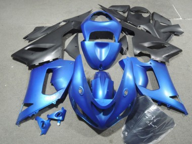 2005-2006 Kawasaki ZX6R Motorcycle Fairing Kits - Blue Matte Black Canada