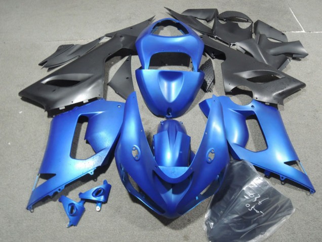 2005-2006 Kawasaki ZX6R Motorcycle Fairing Kits - Blue Matte Black Canada