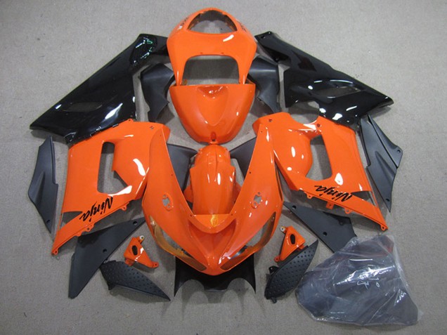 2005-2006 Kawasaki ZX6R Motorcycle Fairing Kits - Orange Black Canada