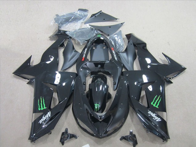 2007-2008 Kawasaki ZX6R Motorcycle Fairings - Black Ninja Green Monster Canada