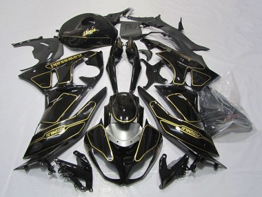 2009-2012 Kawasaki ZX6R Motorcycle Fairings - Glossy Black Silver Gold Canada