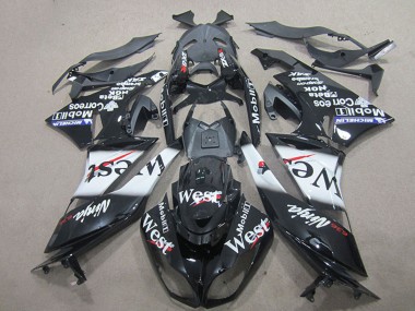 2009-2012 Kawasaki ZX6R Motorcycle Fairings - Glossy Black White West Canada