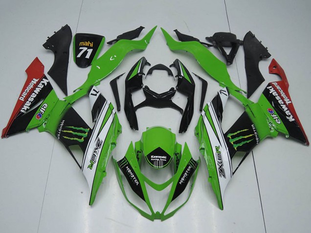 2013-2018 Kawasaki ZX6R Motorcycle Fairings - Green White Black Red Monster Canada