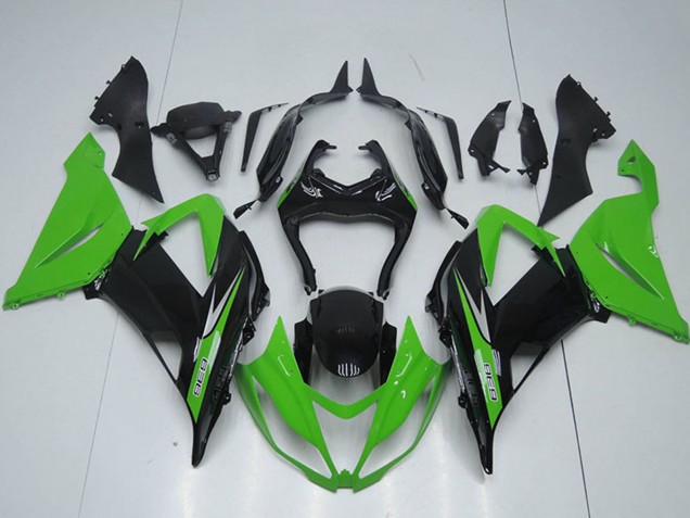 2013-2018 Kawasaki ZX6R Motorcycle Fairings Kits - Green Glossy Black Canada