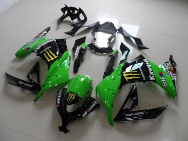 2013-2018 Kawasaki ZX300R Motorcycle Fairings - Green Glossy Black Yellow Elf Touch4 Monster Canada