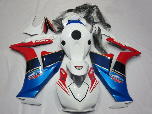 2012-2016 Honda CBR1000RR Motorcycle Fairings - White Red Blue Motul Canada