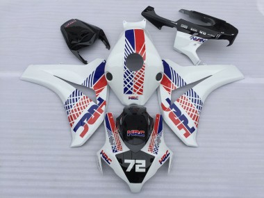 2008-2011 Honda CBR1000RR Motorcycle Fairings - White Blue Red HRC 72 Canada
