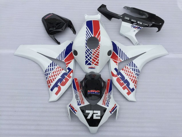 2008-2011 Honda CBR1000RR Motorcycle Fairings - White Blue Red HRC 72 Canada