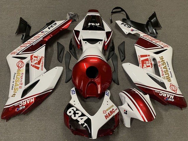 2004-2005 Honda CBR1000RR Motorcycle Fairings - White Red Musashi 634 Canada