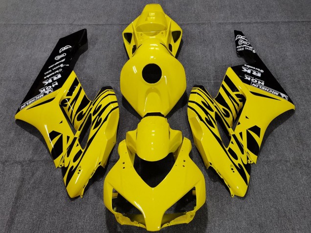 2004-2005 Honda CBR1000RR Motorcycle Fairings - Yellow Glossy Black Flame Canada