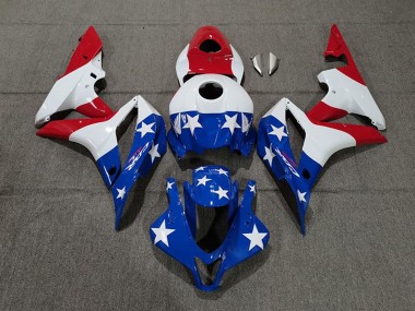 2007-2008 Honda CBR600RR Motorcycle Fairings - White Blue Red American Flag Canada