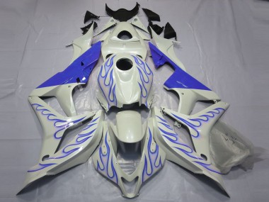 2007-2008 Honda CBR600RR Motorcycle Fairings - White Blue Flame Canada