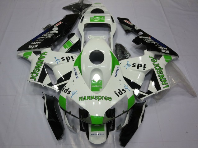 2003-2004 Honda CBR600RR Motorcycle Fairings - White Green Glossy Black Hannspree Canada