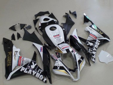 2007-2008 Honda CBR600RR Motorcycle Fairings - White Gold Glossy Black PlayBoy Canada
