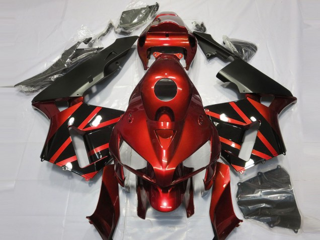 2005-2006 Honda CBR600RR Motorcycle Fairings - Red Glossy Black Design Canada