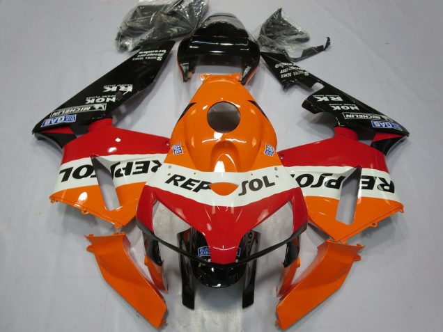 2005-2006 Honda CBR600RR Motorcycle Fairings - Orange White Red Glossy Black Repsol Canada