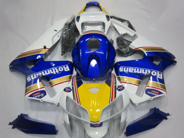 2005-2006 Honda CBR600RR Motorcycle Fairings - White Blue Yellow Rothmans Canada