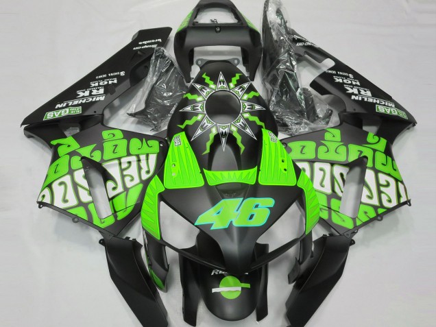 2003-2004 Honda CBR600RR Motorcycle Fairings - Green Glossy Black Rossi Repsol Canada