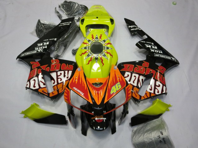 2005-2006 Honda CBR600RR Motorcycle Fairings - Vibrant Yellow Black Rossi Canada