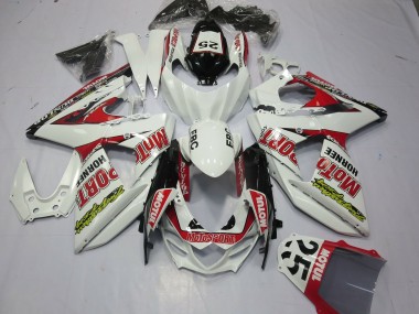 2009-2016 Suzuki GSXR 1000 Motorcycle Fairings - White Red Dunlop 52 Canada