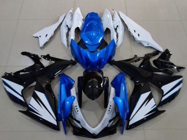 2009-2016 Suzuki GSXR 1000 Motorcycle Fairing - White Blue Black Canada