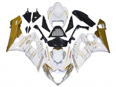 2005-2006 Suzuki GSXR 1000 Motorcycle Fairings - White Gold Corona Custom Canada
