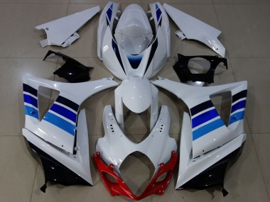 2007-2008 Suzuki GSXR 1000 Motorcycle Fairings - White Blue OEM Style Canada