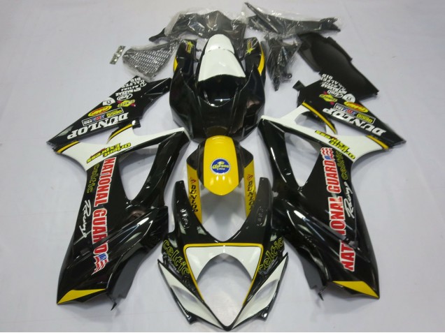 2007-2008 Suzuki GSXR 1000 Motorcycle Fairings - White Yellow Red Black Dunlop Canada