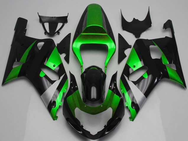 2001-2003 Suzuki GSXR 600 / GSXR 750 Motorcycle Fairing - Green Silver Glossy Black Canada