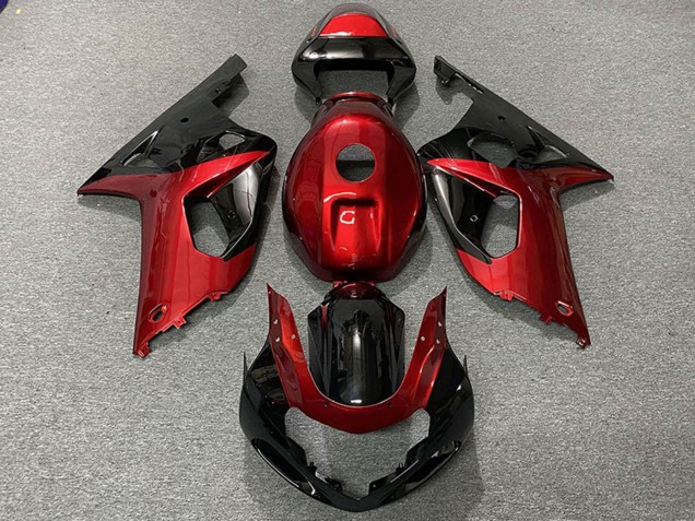 2001-2003 Suzuki GSXR 600 / GSXR 750 Motorcycle Fairings - Red Glossy Black Canada